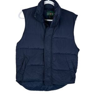 J. Crew Vintage Oarsman Navy Nylon Down Fill Sleeveless Fall Puffer Vest Size XS